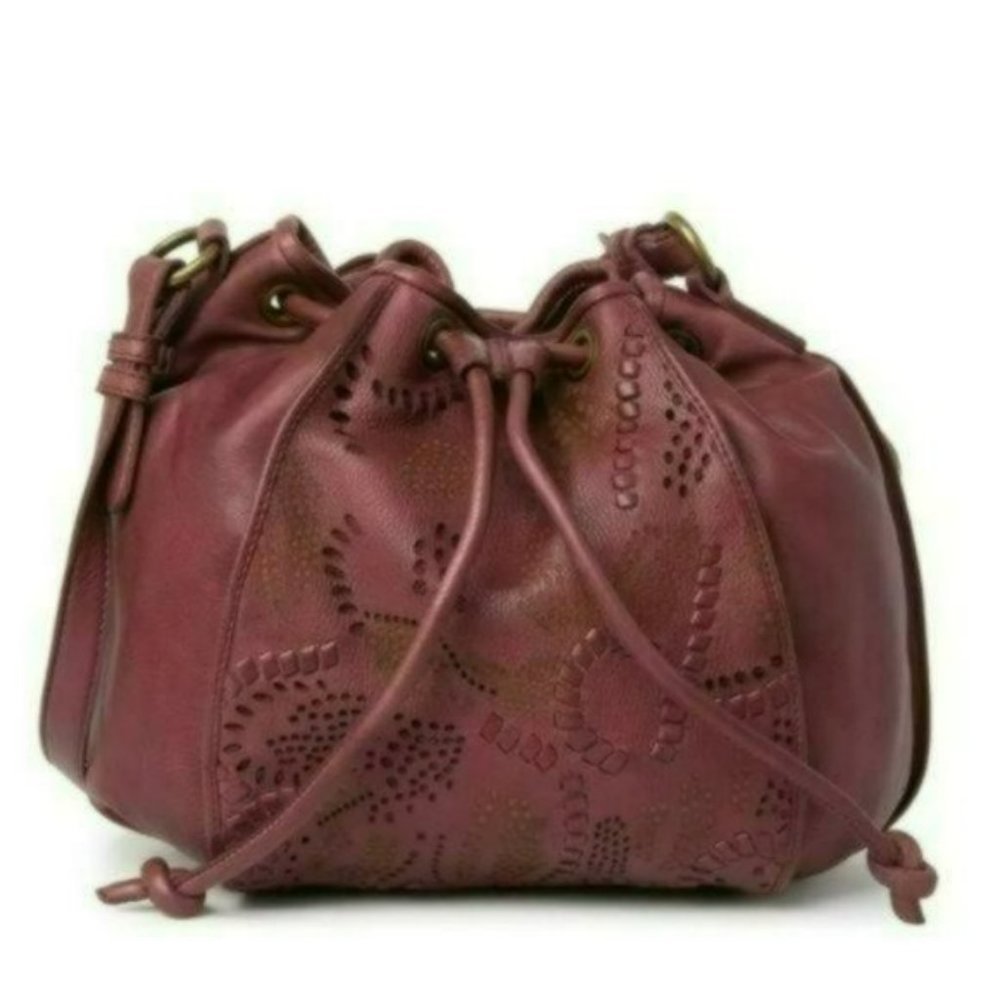 NWT FRYE Vivian Leather Perforated Boho Bucket Crossbody  Bag